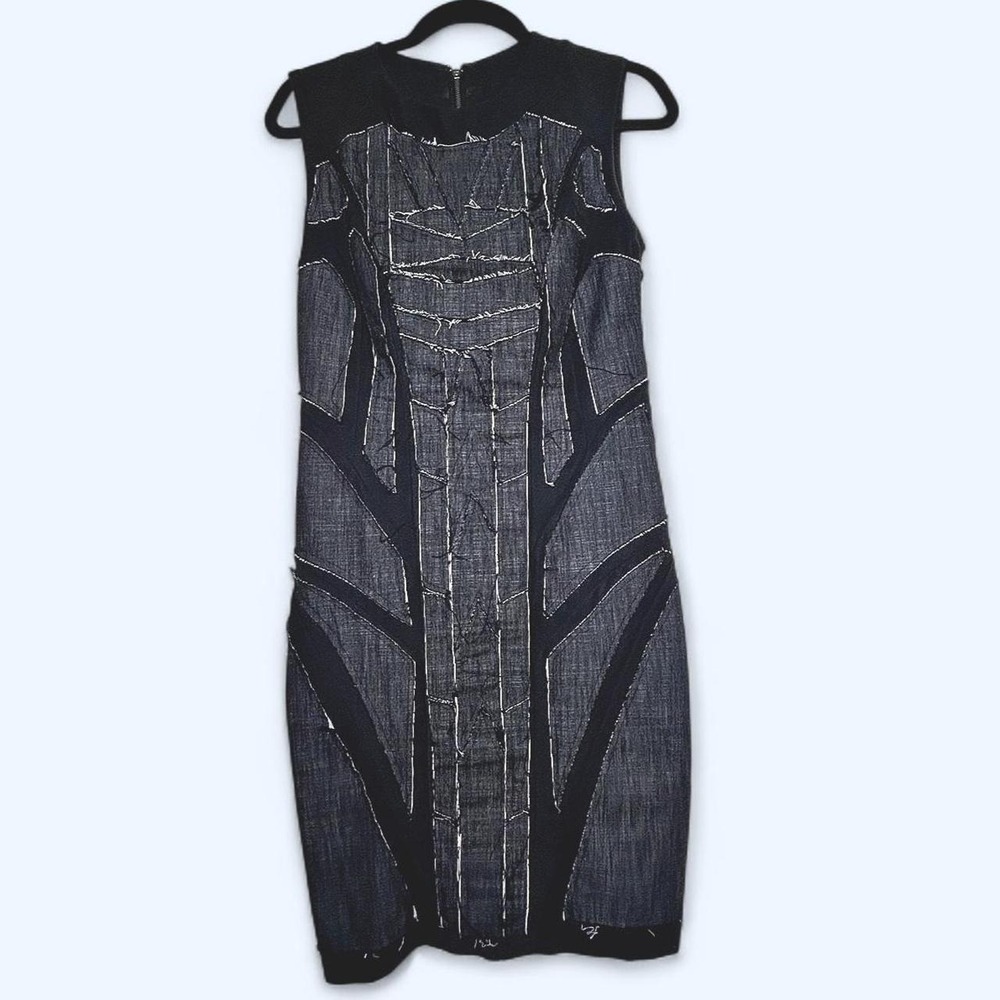 Nicole Miller Vintage Grunge 10 dress distressed 90s sleeveless patchwork black